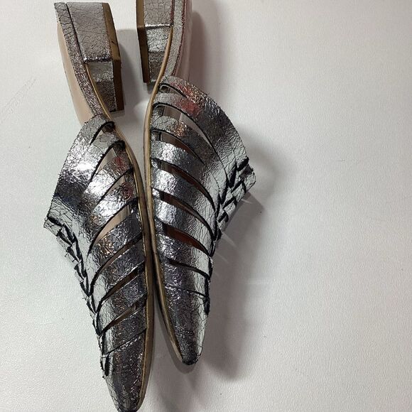 Gold & Rouge Gunmetal Woven Pointed Toe Mules Flat Sole Women’s Size EU 38 - Picture 7 of 15